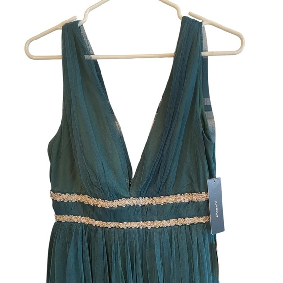 Lulus New Delightful Occasion Emerald Green Beaded Tulle Maxi Dress Gown Fall - Picture 10 of 14